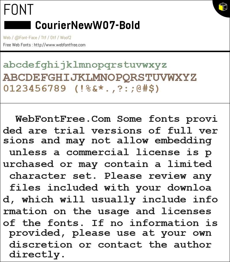 Courier New W07 Bold Fonts Downloads - WebFontFree.Com