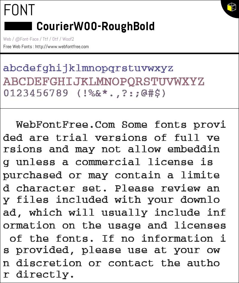 Courier W00 Rough Bold Fonts Downloads - WebFontFree.Com