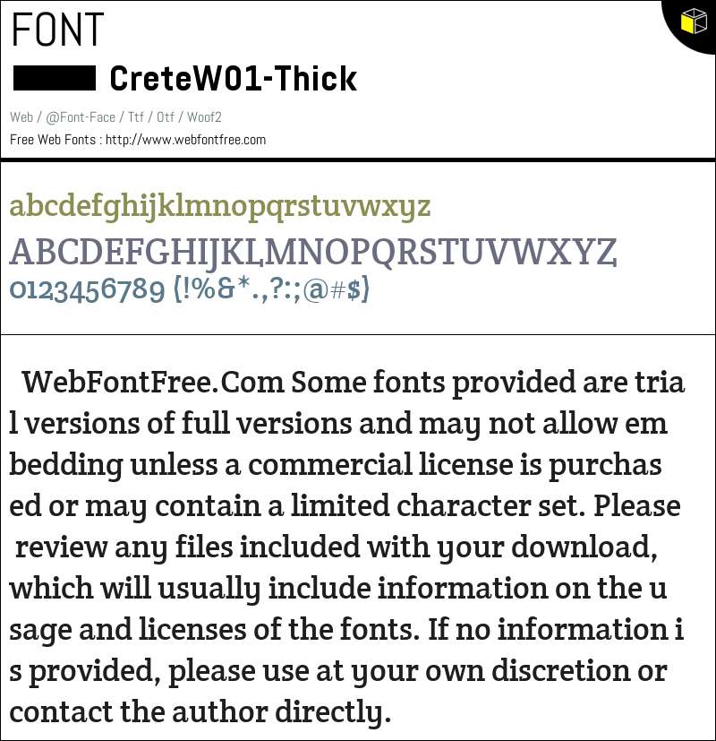 Crete W01 Thick Fonts Downloads - WebFontFree.Com
