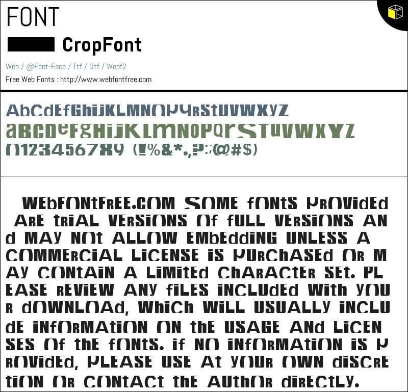 CropFont Fonts Downloads - WebFontFree.Com