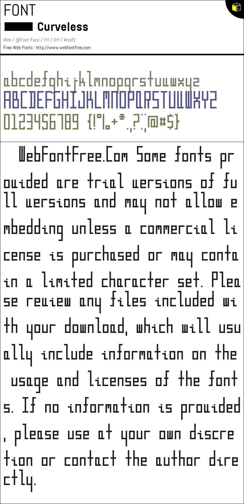 Curveless Fonts Downloads - WebFontFree.Com
