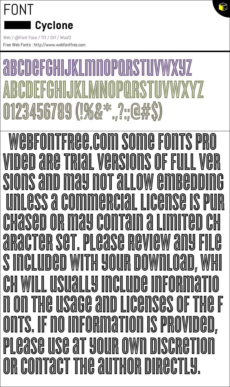 Cyclone Fonts Downloads - WebFontFree.Com