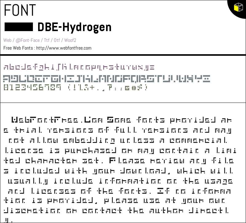 DBE-Hydrogen Fonts Downloads - WebFontFree.Com