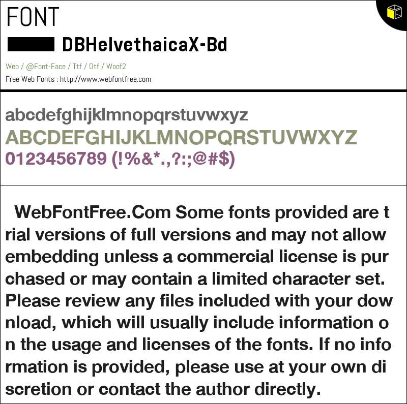 DBHelvethaicaX-Bd Fonts Downloads - WebFontFree.Com