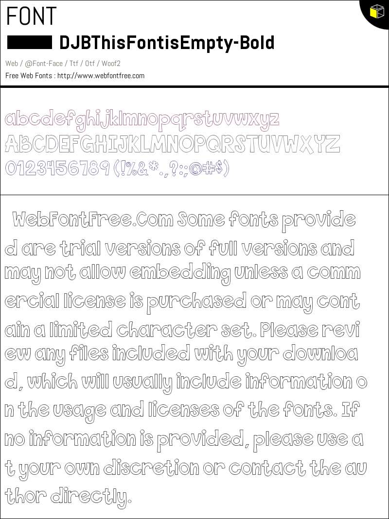 DJB This Font is Empty Bold Fonts Downloads - WebFontFree.Com