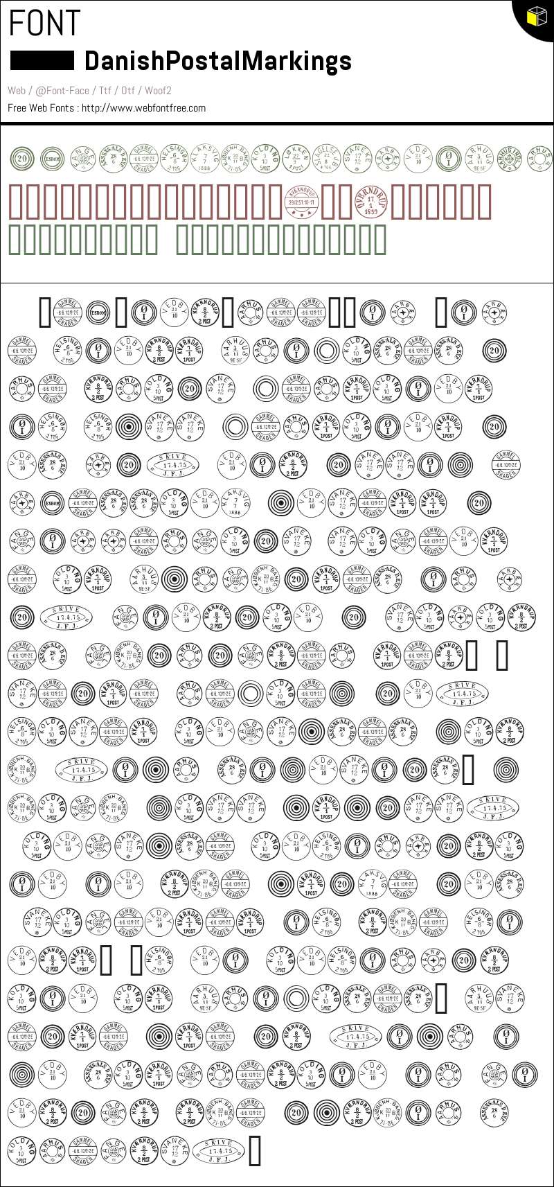 Danish Postal Markings 字体 下载 - WebFontFree.Com