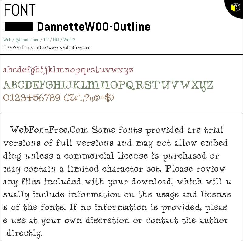 Dannette W00 Outline Fonts Downloads - WebFontFree.Com