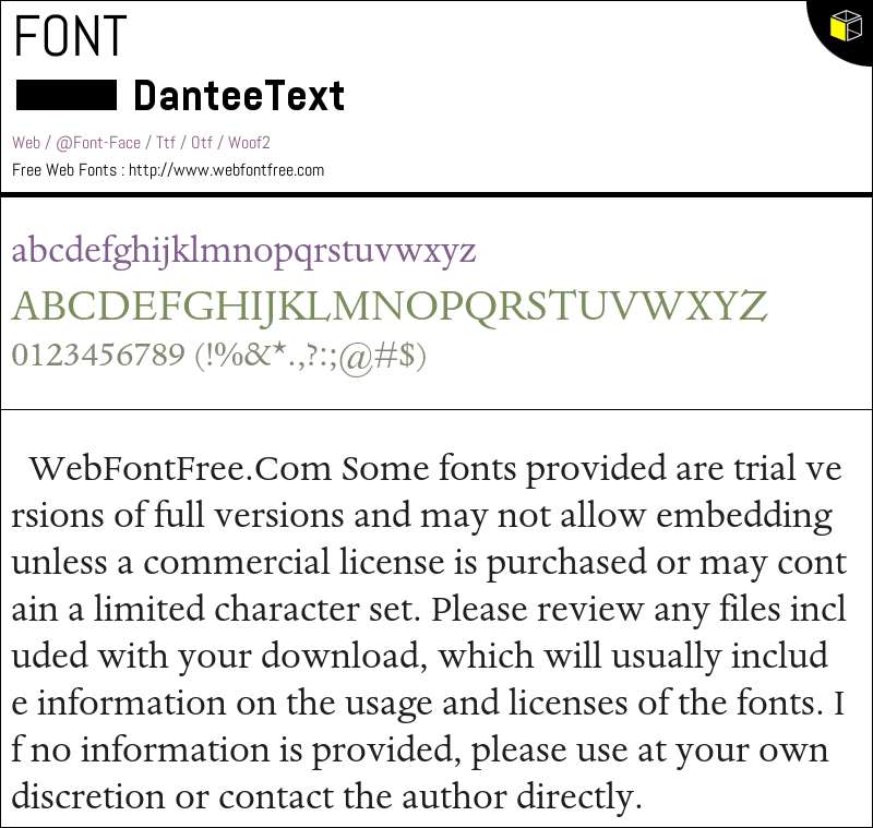 Dante eText Fonts Downloads - WebFontFree.Com