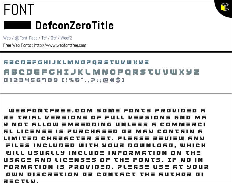 Defcon Zero Title Fonts Downloads - WebFontFree.Com