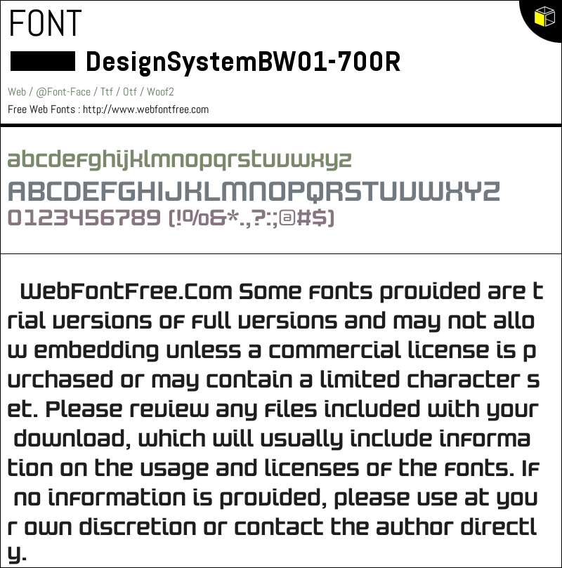 Font 700 Design System B W01 700R Fonts Downloads - WebFontFree.Com