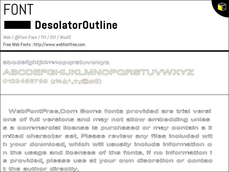 Desolator Outline Fonts Downloads - WebFontFree.Com