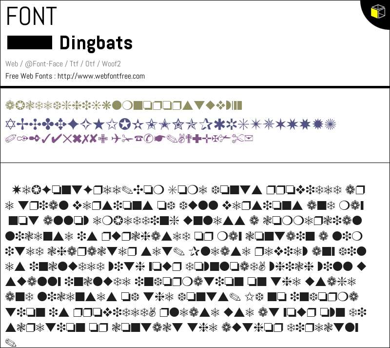 Dingbats Fuentes Descargar - WebFontFree.Com
