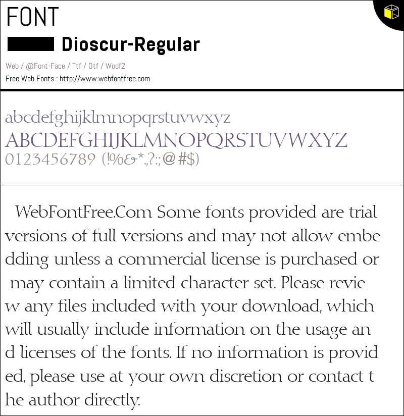 Dioscur-Regular DB Fonts Downloads - WebFontFree.Com