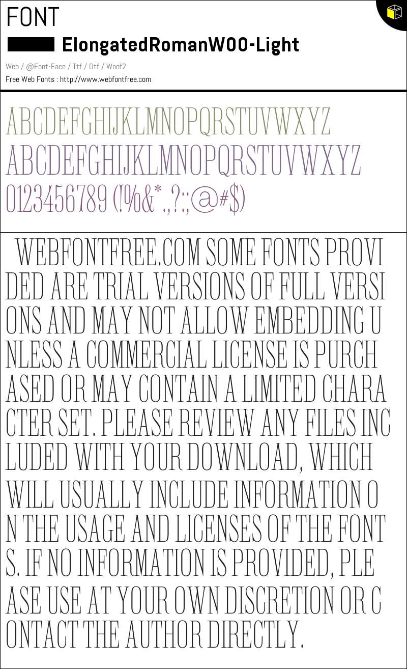 Elongated Roman W00 Light Fonts Downloads - WebFontFree.Com