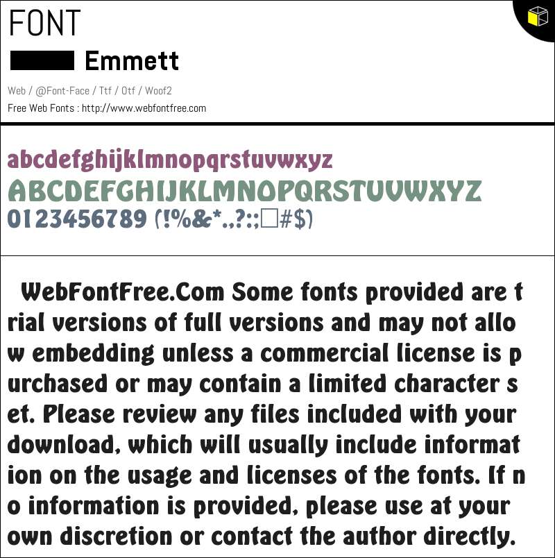 Emmett Regular Fonts Downloads - WebFontFree.Com