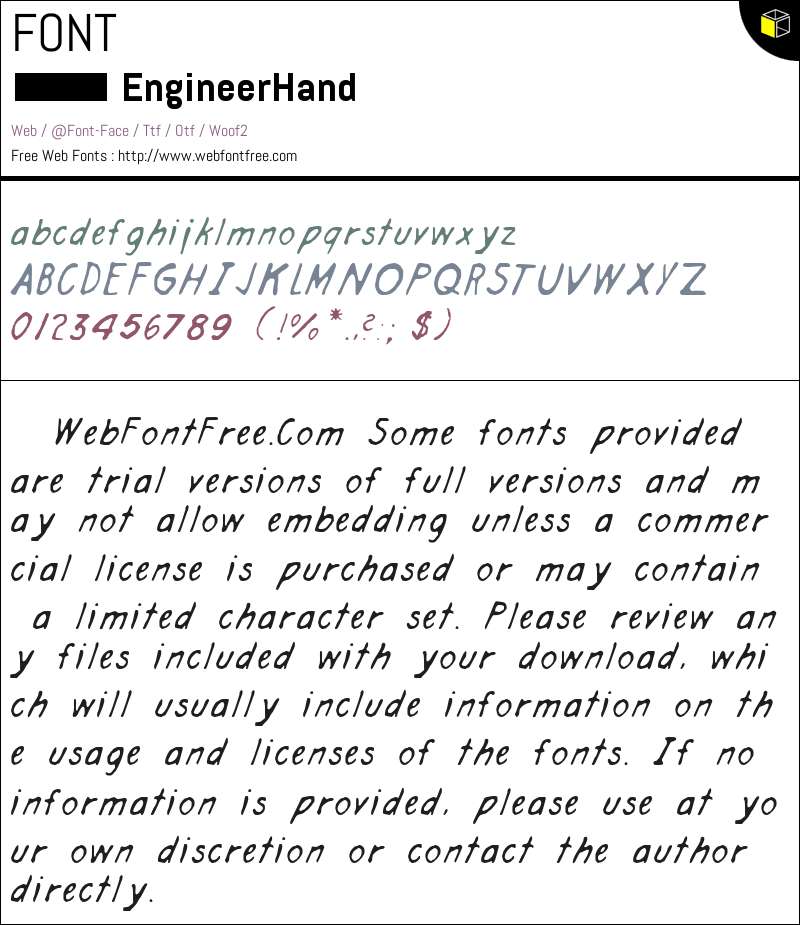 Engineer Hand Fonts Downloads - WebFontFree.Com