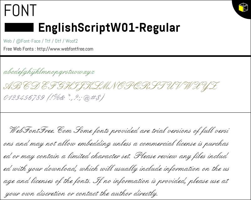 English Script W01 Regular 字体 下载 - WebFontFree.Com
