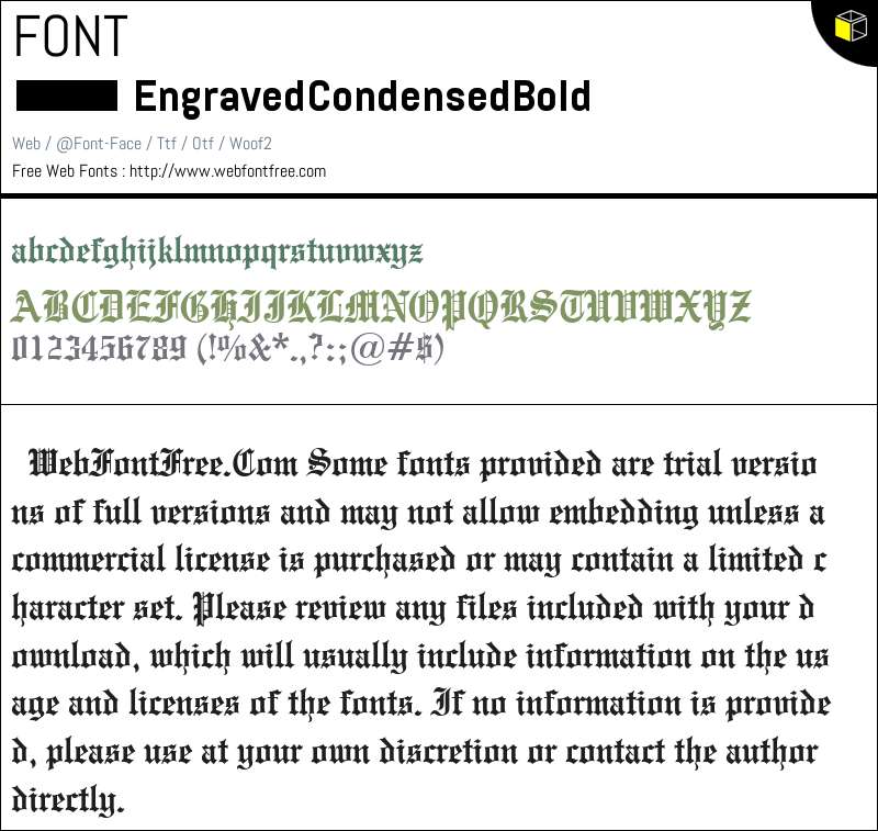 Engraved Condensed Bold Fonts Downloads - WebFontFree.Com
