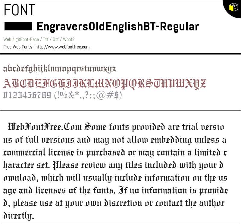 Engravers' Old English BT Fonts Downloads - WebFontFree.Com