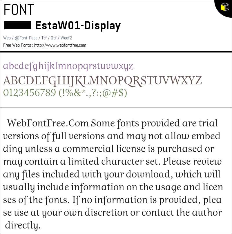 Esta W01 Display Fonts Downloads - WebFontFree.Com
