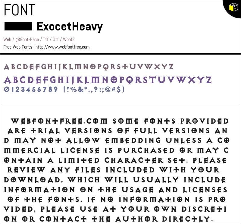 Exocet Heavy Fonts Downloads - WebFontFree.Com