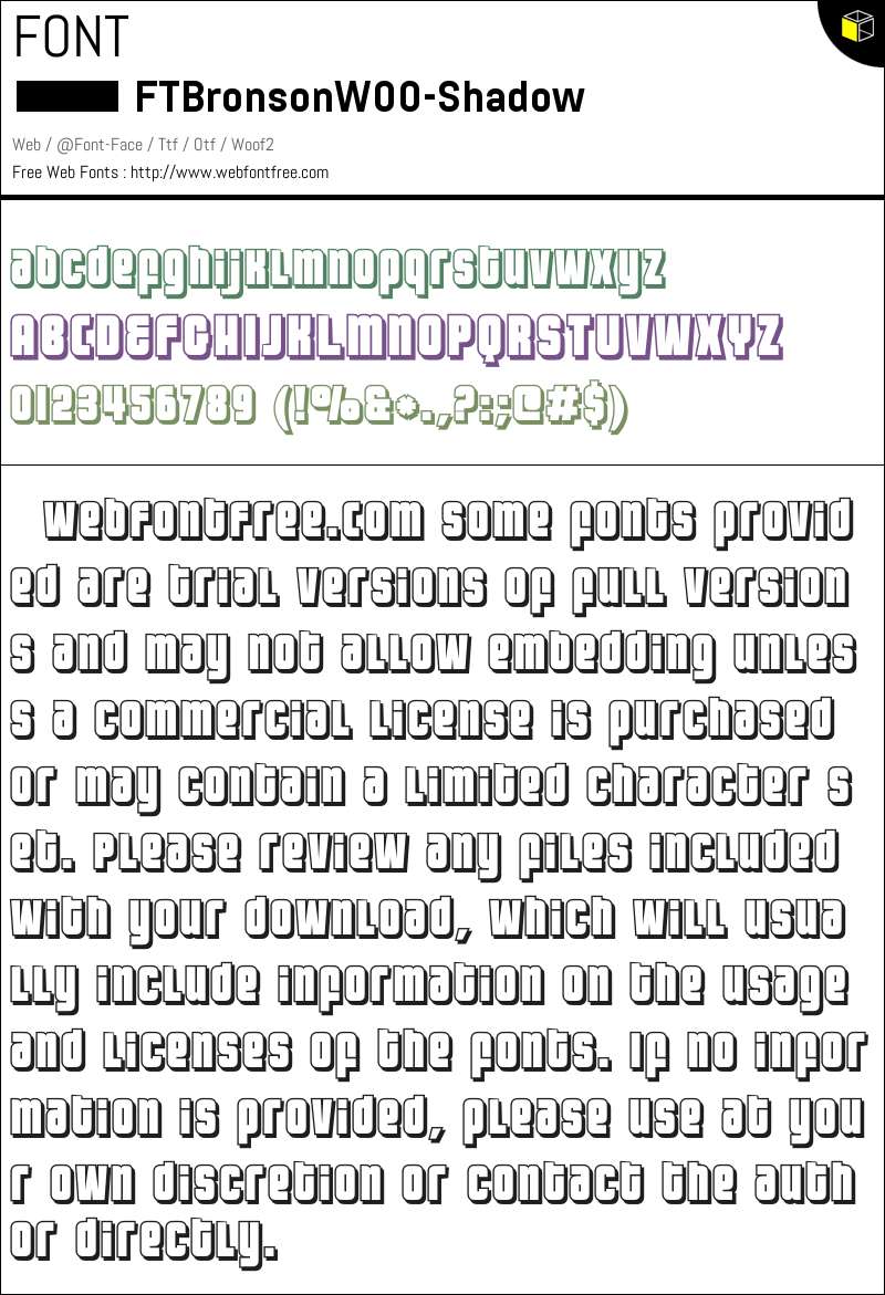 FT Bronson W00 Shadow Fonts Downloads - WebFontFree.Com