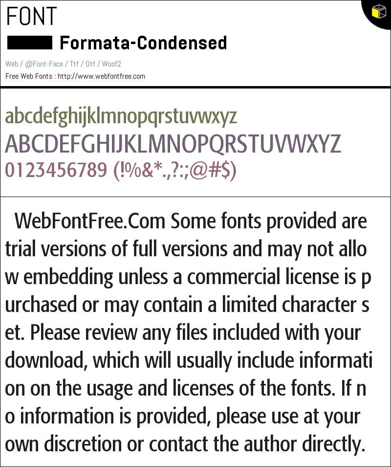 Formata-Condensed Fonts Downloads - WebFontFree.Com