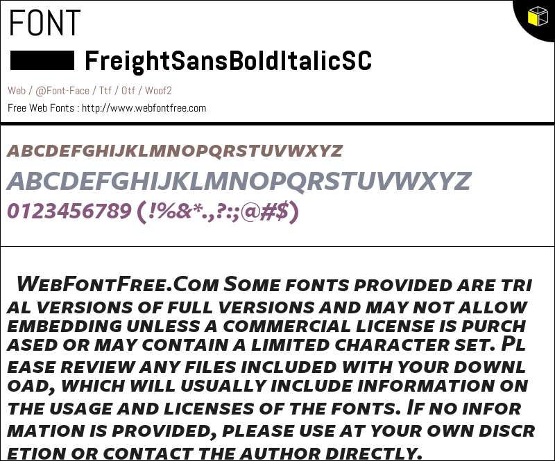 FreightSans BoldItalicSC Fonts Downloads - WebFontFree.Com