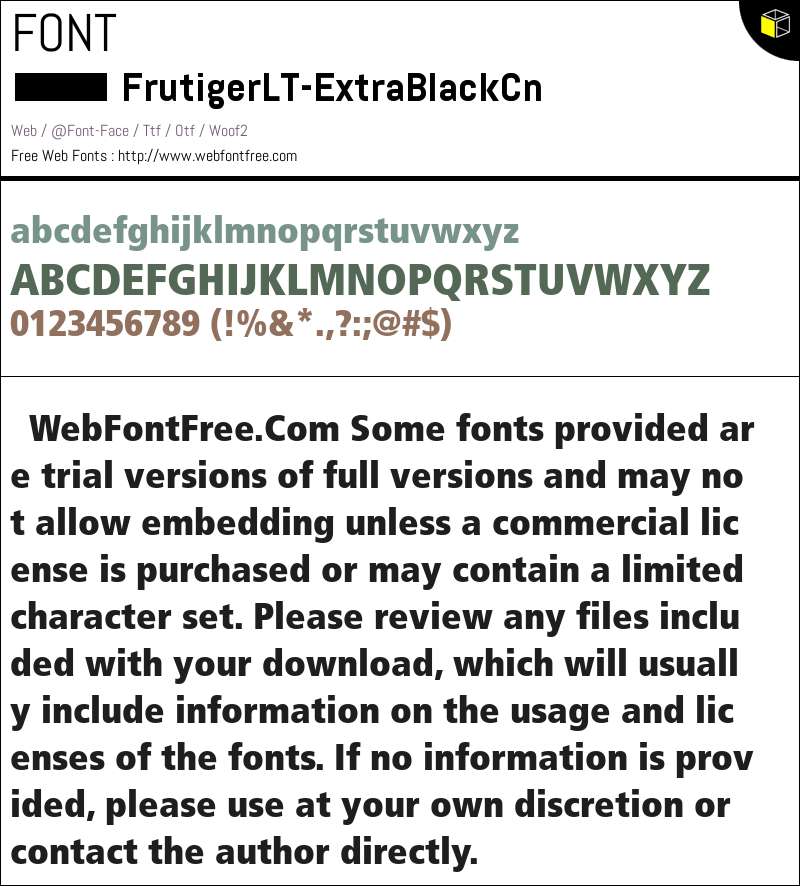 Frutiger LT 87 Extra Black Condensed Fonts Downloads - WebFontFree.Com