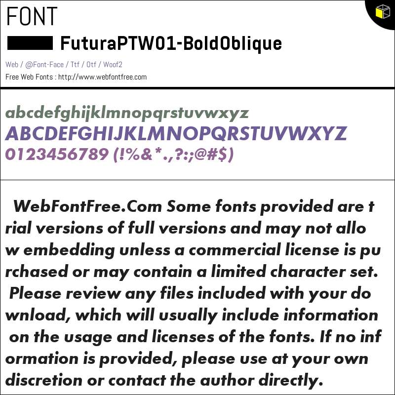 Futura PT W01 Bold Oblique Fonts Downloads