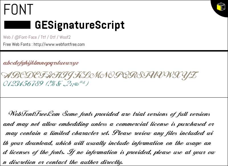 GE Signature Script 字体 下载 - WebFontFree.Com