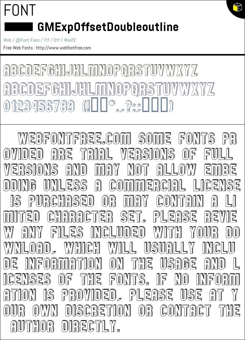 GM Exp Offset Doubleoutline Fonts Downloads - WebFontFree.Com