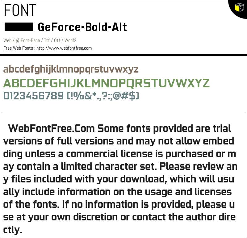 GeForce Bold-Alt Fonts Downloads - WebFontFree.Com