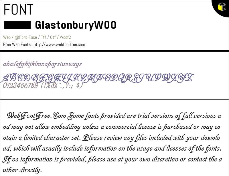 Glastonbury W00 Fonts Downloads - WebFontFree.Com