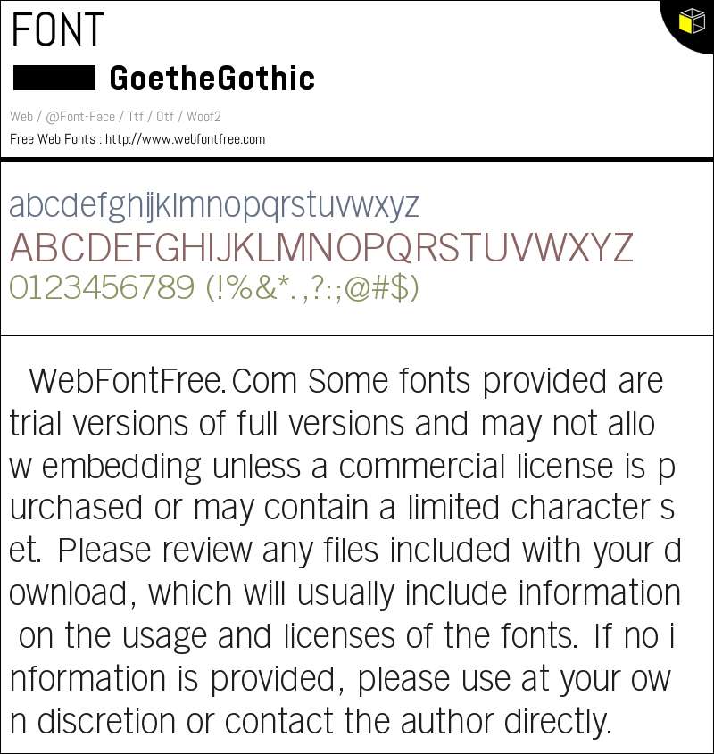 GoetheGothic Fonts Downloads - WebFontFree.Com