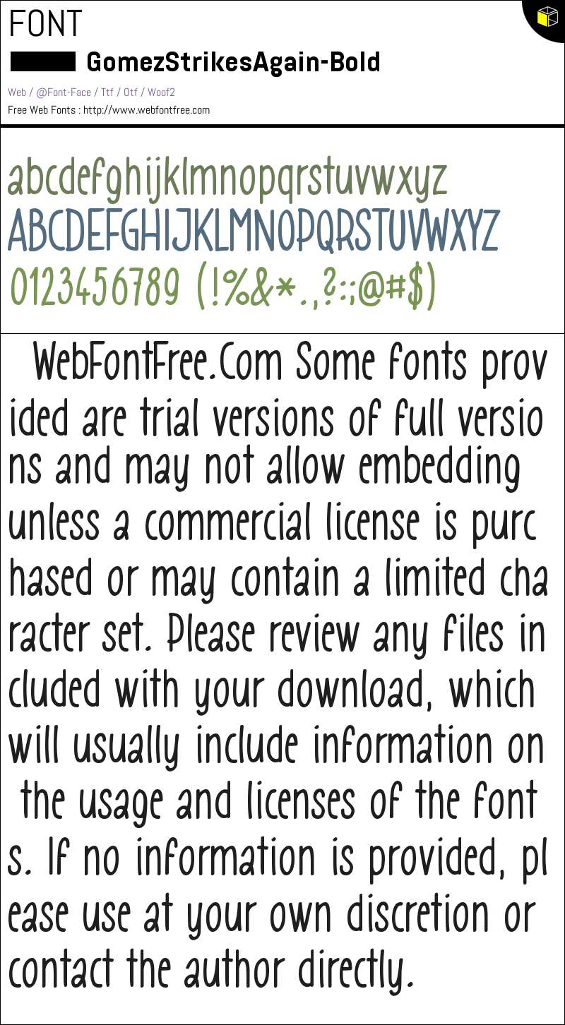 Gomez Strikes Again! Bold Fonts Downloads - WebFontFree.Com