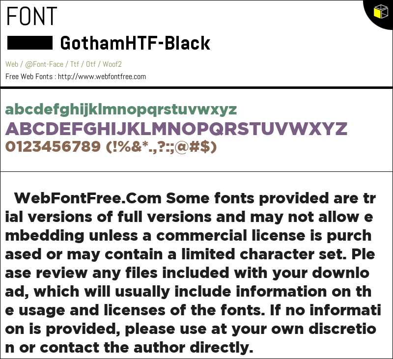 Gotham HTF Black Fonts Downloads - WebFontFree.Com
