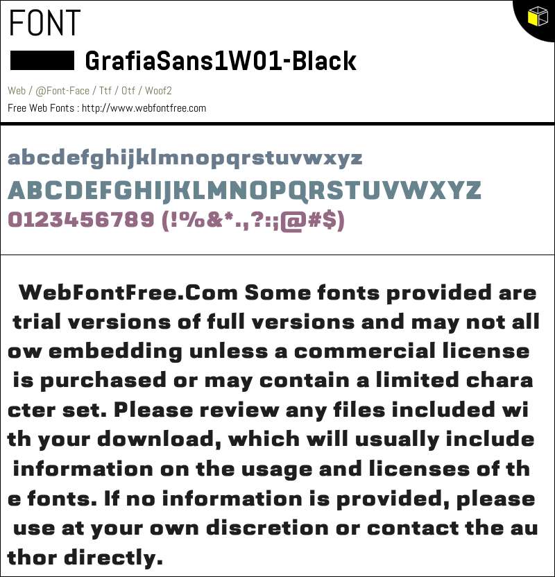 Grafia Sans 1 W01 Black Fonts Downloads - WebFontFree.Com