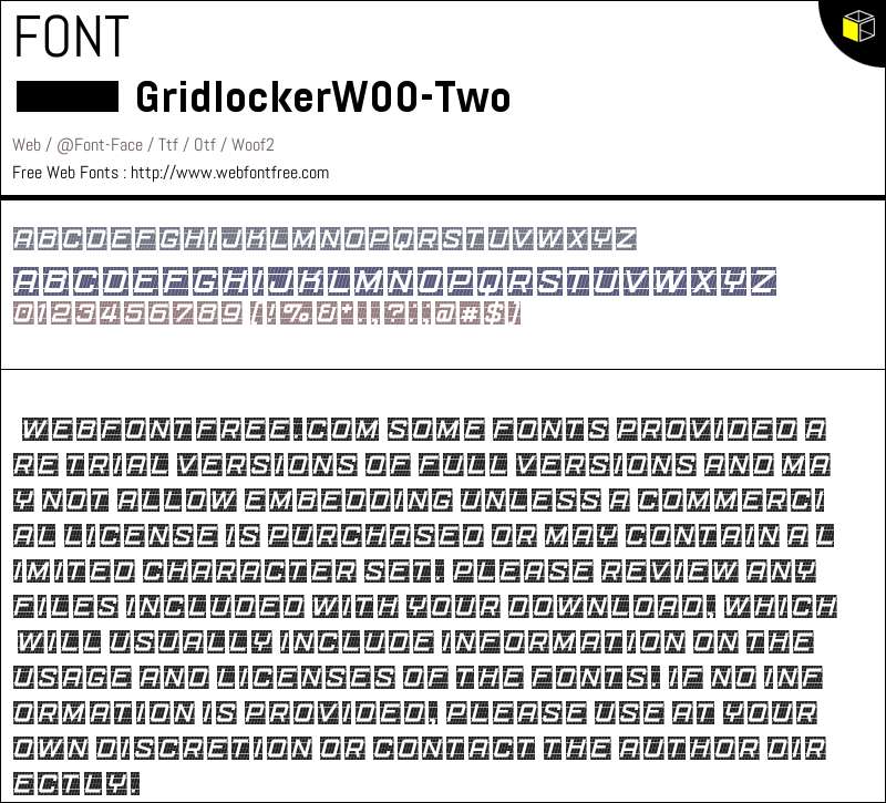 Gridlocker W00 Two Fonts Downloads - WebFontFree.Com