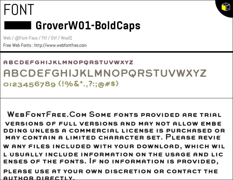 Grover W01 Bold Caps Fonts Downloads - WebFontFree.Com