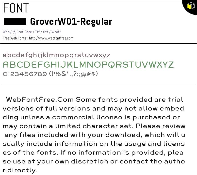 Grover Cursive Grover W01 Regular Fonts Downloads - WebFontFree.Com