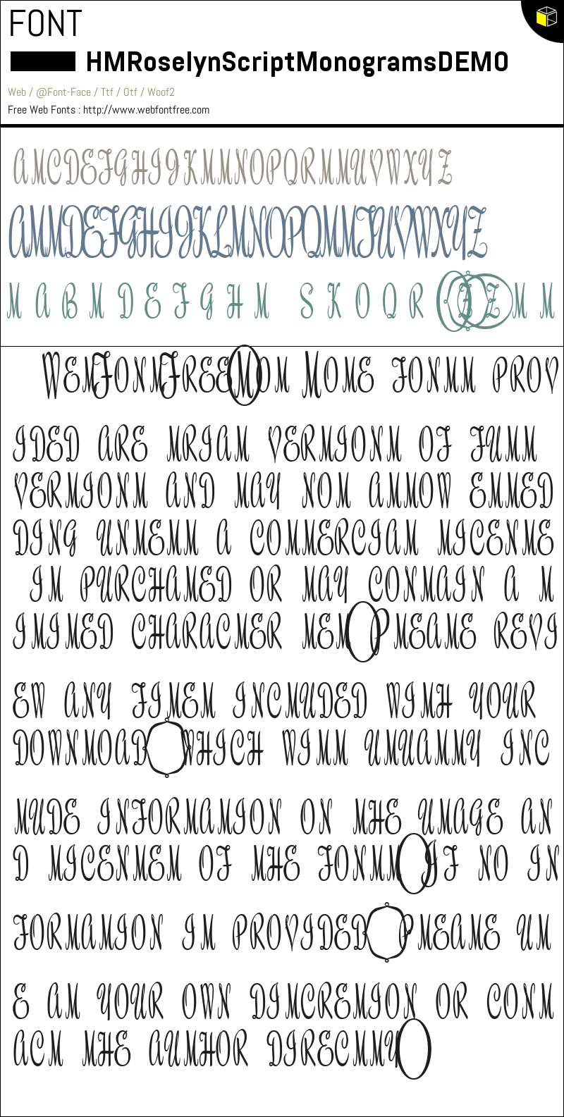 Script Monograms HMRoselyn Script Monograms DEMO Fonts Downloads - WebFontFree.Com