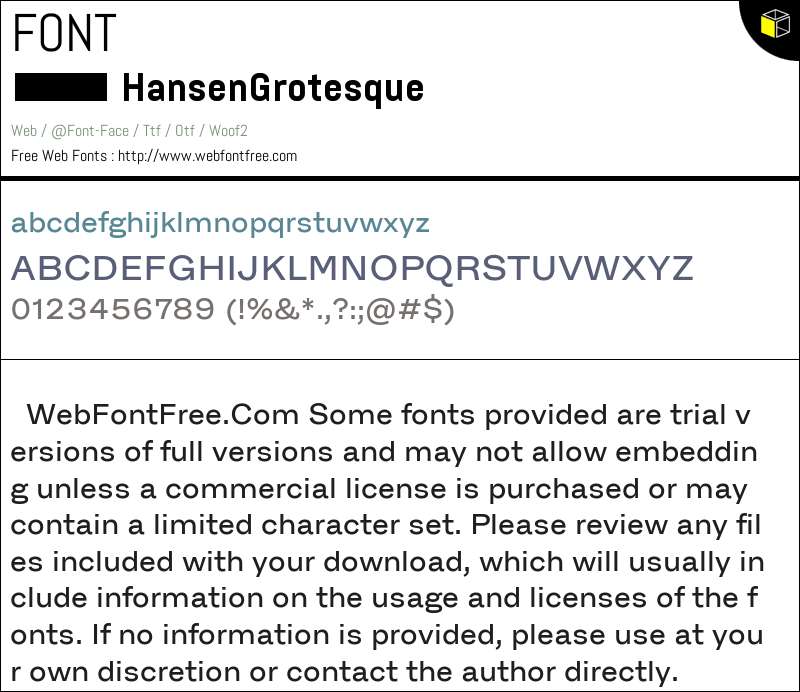 Grotestque Font Examples Hansen Grotesque Fonts Downloads - WebFontFree.Com