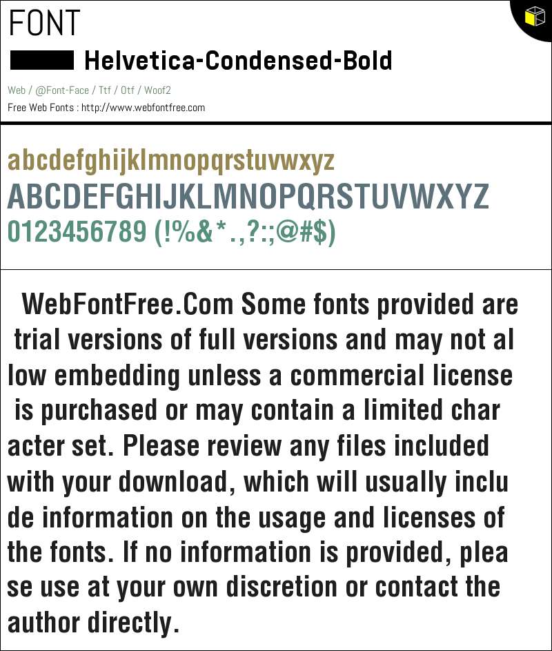 Helvetica-Condensed-Bold Fonts Downloads - WebFontFree.Com