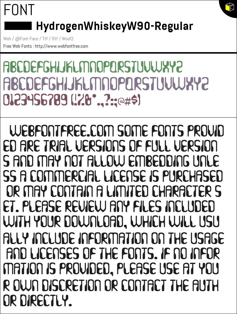 Hydrogen Whiskey W90 Regular Fonts Downloads - WebFontFree.Com