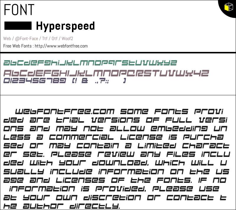 Hyperspeed Fonts Downloads - WebFontFree.Com