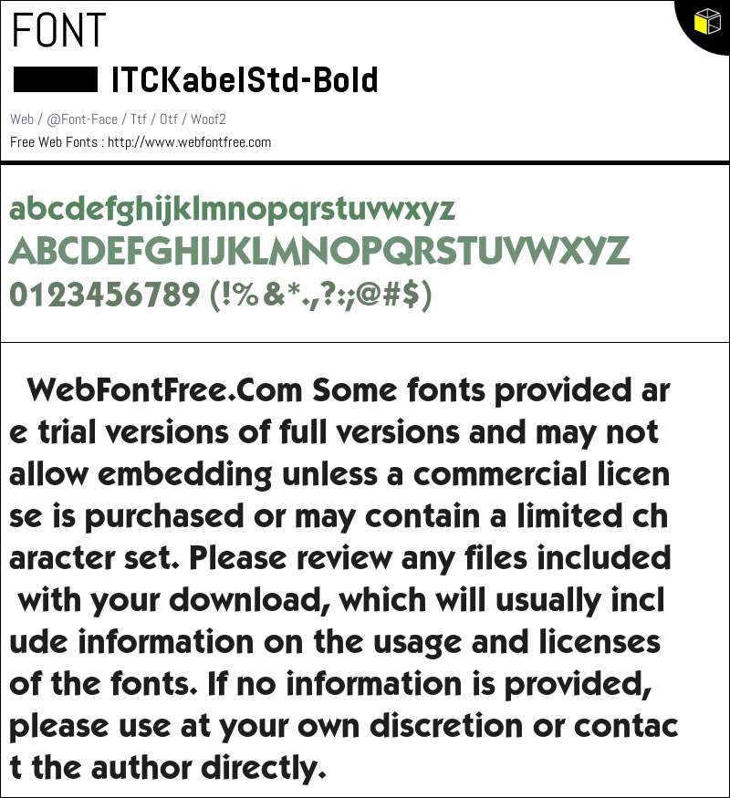 ITC Kabel Std Medium Bold Fonts Downloads - WebFontFree.Com