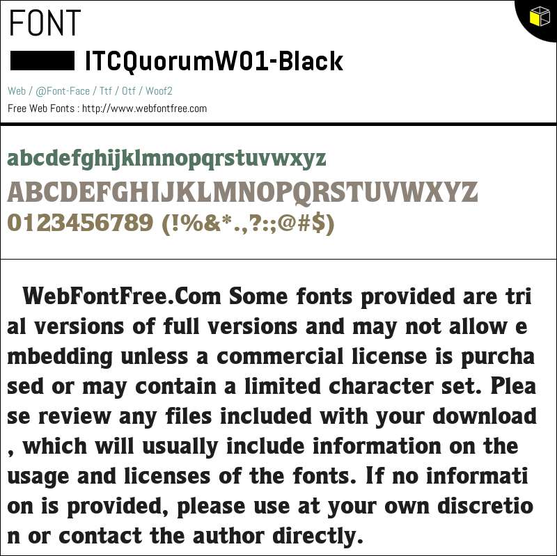 ITC Quorum W01 Black Fonts Downloads