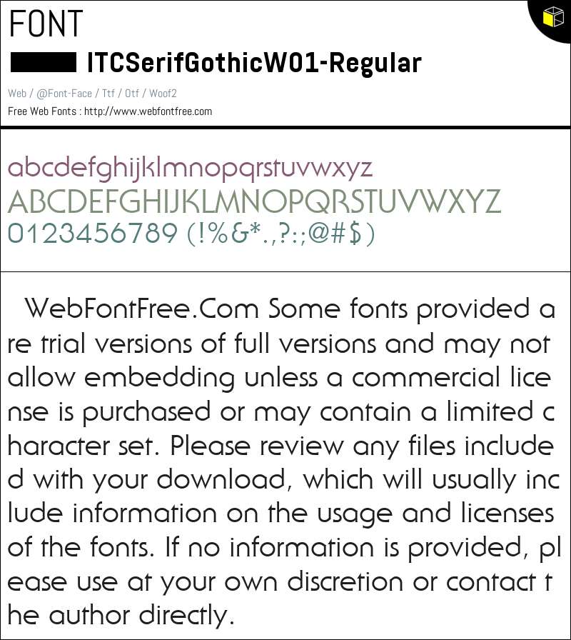 ITC Serif Gothic W01 Regular Fonts Downloads - WebFontFree.Com