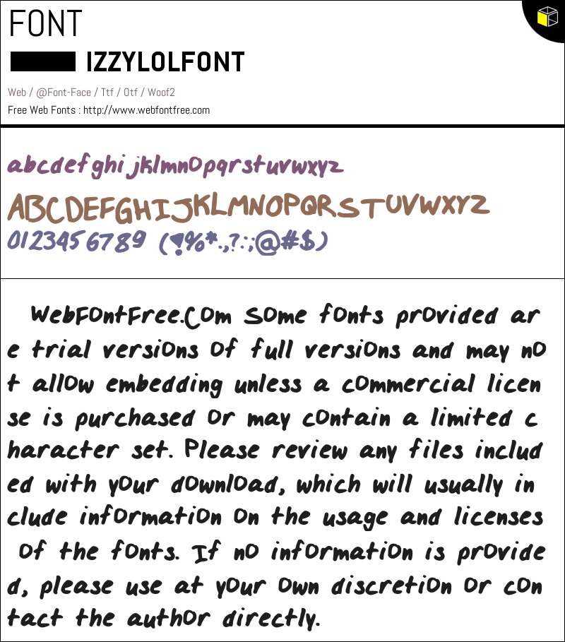 Izzy Script Font IZZYLOLFONT Fonts Downloads - WebFontFree.Com